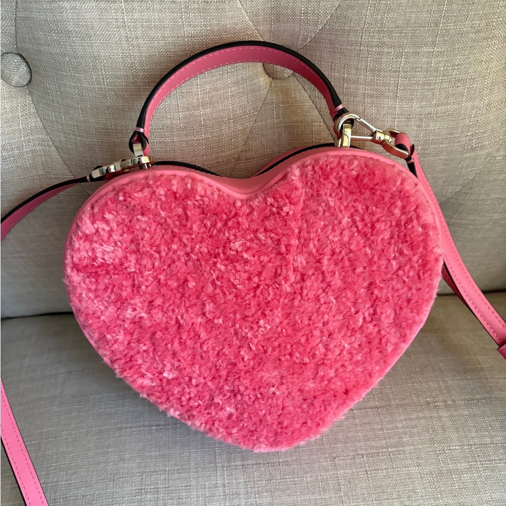 Kate Spade Love Shack Heart handbag crossbody purse Faux Fur *New* - Picture 1 of 5